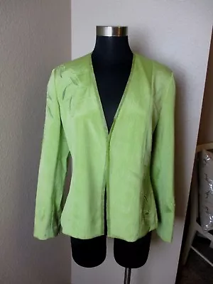 Vera Cristina Green Silk Jacket Blazer Floral Size Small S • $14.39