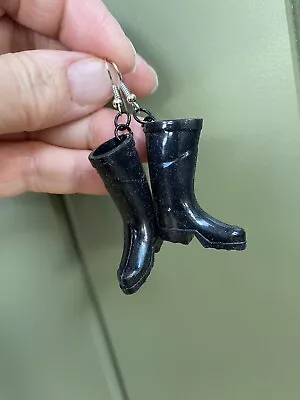 Black Boots wellies Earringsfun Novelty Kitch  Giftquirky Costume Jewellery • £7.99