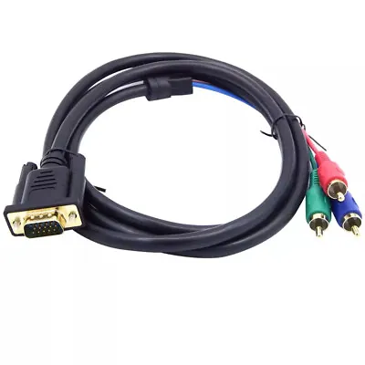 VGA To TV 3 RCA Component AV Audio Video Adapter Cable For PC Laptop Projector • £3.42