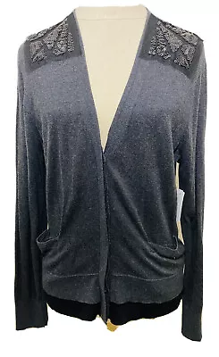 Simply Vera Vera Wang NWT Gray  Knit Cardigan Woth Lace  • $20.43