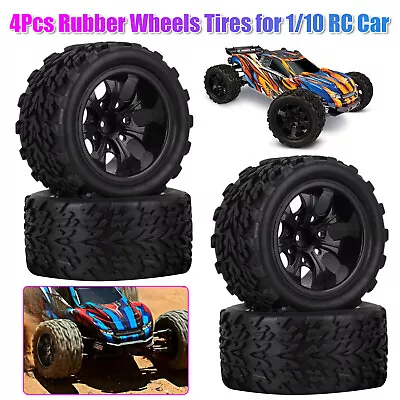 4Pcs/Set Tires And Wheel Rims 12mm Hex Hub Foam Inserts For 1:10 RC Off Road Car • $23.99
