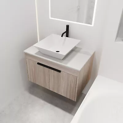 30  Wooden Floating Wall Mounted Bathroom Vanity Cabinet W/Ceramic Vessel Sink 1 • $399.99