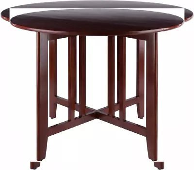 Winsome Wood Alamo  Double Drop Leaf Round Table Mission Antique Walnut  • $213.88