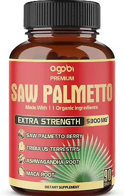 Premium Saw Palmetto Capsules - Equivalent To 5300Mg Combined With Ashwagandha • $39.29