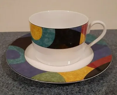 Set Of 4 Mikasa California Currents Flat Cups And Saucers 8 1/4  M5101  • $29.99