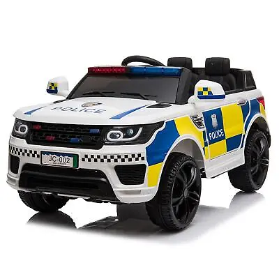 Kids Electric 12V Ride On Battery Police SUV Car W/Parental Remote Control White • £129.95