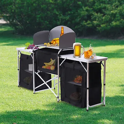 Outdoor Portable Camping Kitchen Station Kit Folding Camping Side Table 110lbs • $87.40