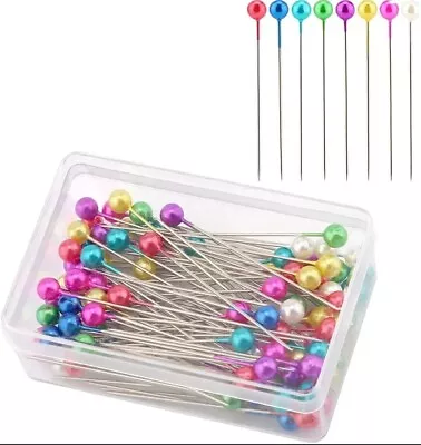 1.5in Straight Pins Assorted Colour Glass Head Stud Hemming Dressmaking Sewing • £2.65