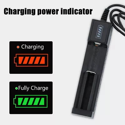 18650 3.7V Rechargeable Intelligent USB Battery Charger With LED Indicator Black • £2.98