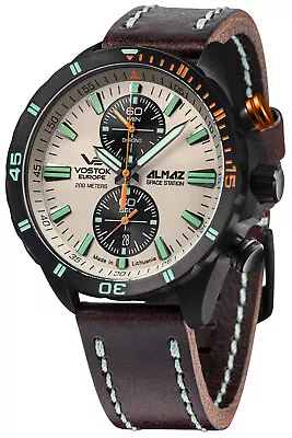 Vostok Europe Men's Watch Chronograph Almaz Braun / Beige Chrono 6S11-320C677 • $832.11