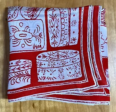 Vintage 1950’s Vera Red & White Print Square  Silk Scarf  22” Square • $84.79