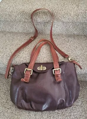 Vtg VERA PELLE  Rich Soft Brown Leather Slouchy Crossbody Shoulder Bag 14  X 11  • $30