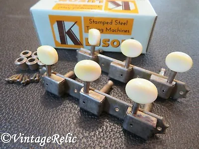 Aged Kluson SUPREME Nickel Tuners RELIC'D Fit Gibson Les Paul Jr Spec KTS-3P-NP • $79.99