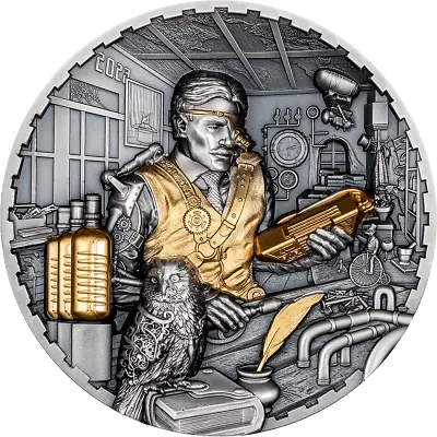 2023 Cook Islands Steampunk Science Lab 3 Oz Silver Antiqued Gilded Coin • $297.59