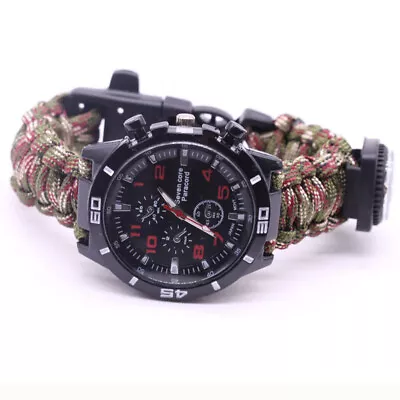 Military Paracord Survival Sport Swimming Tactical Bracelet Outdoor Wrist Watch • $5.99