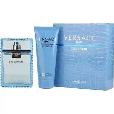100% Versace Man Eau Fraiche Gift Set Toilette Spray And  Shower Gel 3.4 Oz • $89