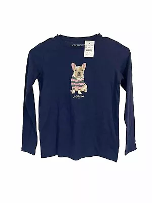 J Crew Crew Cuts Girls Size M 8-9 French Bulldog Long Sleeve T Shirt NWT • $13.99