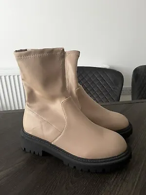 London Rebel (Asos) Nude Leather Boots Size 7 BNWOT • £10