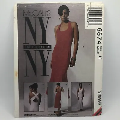 McCalls NY 6574 Misses Sz 10 Dress Stretch Knits Fabric Sewing Pattern FF UC • $6