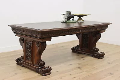 Italian Renaissance Antique Carved Library Desk Office Table #47561 • $4950
