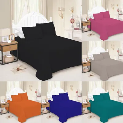 Flat Sheet Bed Sheets Poly Cotton Percale Single Double King Super King Size UK • £9.09