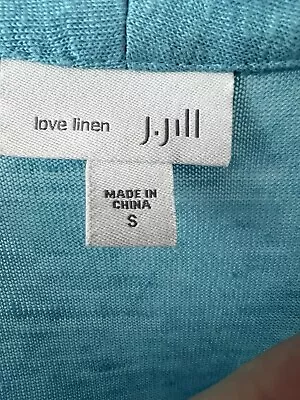 J. Jill Love Linen Turquoise Blue Open Front Cardigan Sweater 100% Linen Size S • $17.75