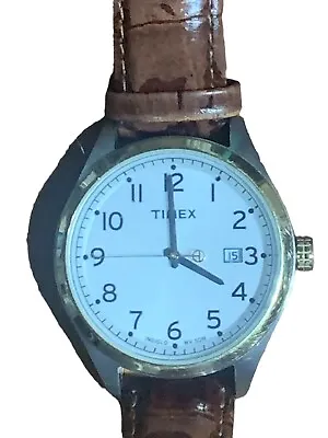 Timex Men’s 1854 R2 Wr50M Cream Colored Face DateIndiglo 37 Mm Case-Nice • $30