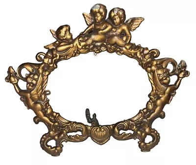 Art Nouveau Cast Iron Cherubs Frame Picture Mirror Rare Antique Vintage • $45