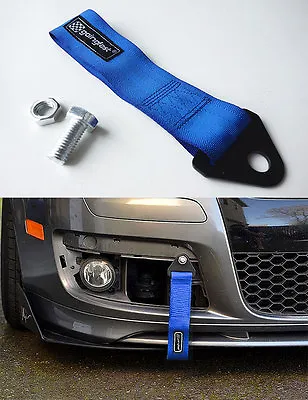 Universal Racing Sport Tow Hook Strap Band High Strength Heavy Duty Loop Blue • $14.95