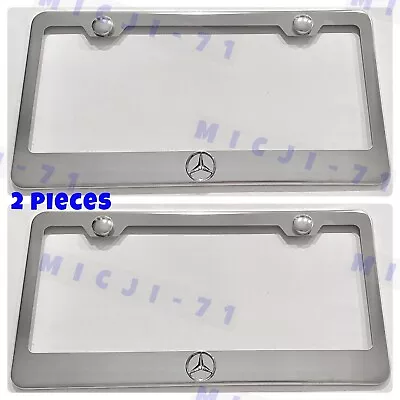 X2 3D Mercedes Benz Emblem Stainless Steel License Plate Frame Holder Tag • $37.99