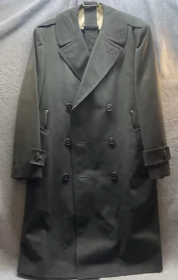 MILITARY Men Sz 36S SUIT JACKET Dark Army OD Green Vintage Trench Coat  • $49.99
