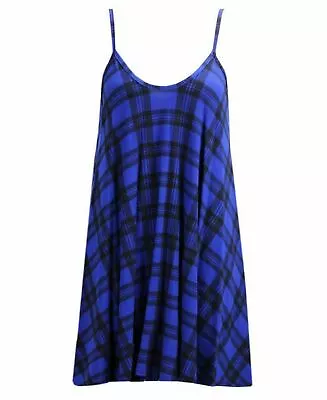 Women Camisole Print Flared Skater Strappy Vest Top Swing Mini Summer Dress • £8.54