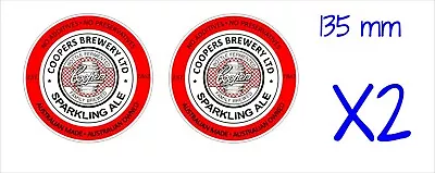 Coopers Sparkling  Ale  Beer Stickers TWO (2) 135 Mm Each • $12