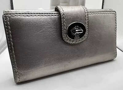 Coach Vintage LEGACY Leather CHECKBOOK Turn Lock Wallet Silver READ • $8.99