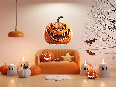3D Halloween Wall Decal - Spooky Pumpkin Design Masterpiece • $181.38