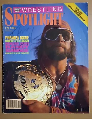 MACHO MAN RANDY SAVAGE Autographed WWF SPOTLIGHT MAGAZINE Fall'88 Premier Issue  • $350