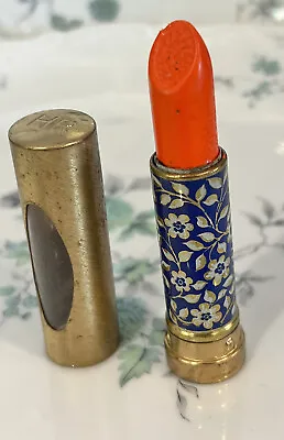 Vintage Helena Rubinstein Le Lipstick Floral Gold Metal Tube Orange Red New • $33.29