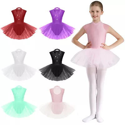 Kids Girls Dance Dresses Ballroom Tutu Shiny Leotard Activewear Toddler Sequin • $12.09