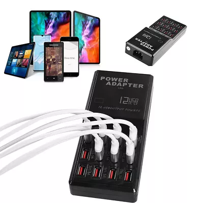 Multi Port 12 USB Charging Station Hub Desktop Wall Cell Phone Charger Organizer • $13.99