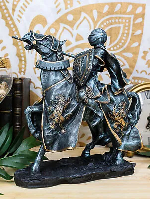 Ebros Medieval Jousting Suit Of Armor Knight On Cavalry Horse Statue 11 Tall • $54.99