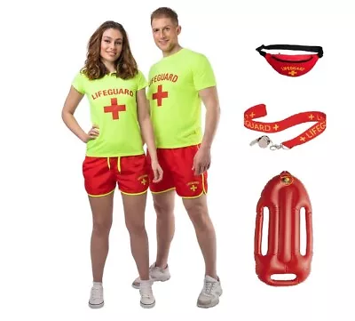 NEW Red Lifeguard Baywatch Visor Whistle Bumbag Float 0r Fancy Dress Costumes • £19.95