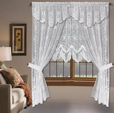 Shabby Chic Floral Lace Window Curtain Panels/Balloon Curtains Separate Valances • $21.90