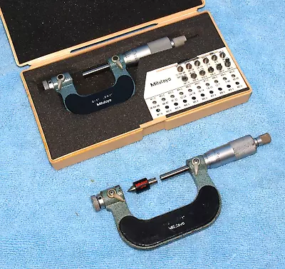 MITUTOYO 0-1  And 1-2  THREAD PITCH MICROMETER With 6 PAIR ANVILS • $579.95