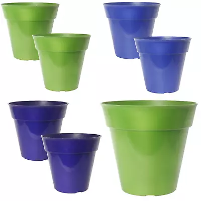 Large Growers Green Blue Purple Tall Outdoor Planter Pots Drainage Hole • £7.25