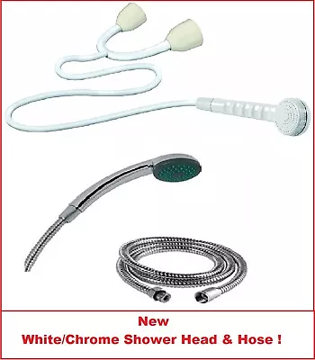 New Sabichi White Tap Fitting Shower Head & Hose Chrome 3 Function Shower Head  • £8.94