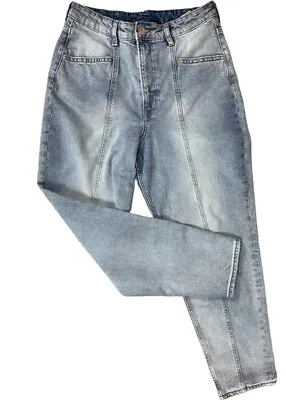 H&m Womens High Rise Acid Wash Mom Jeans Tapered Legs Size Us 10 W28 L26 • $19