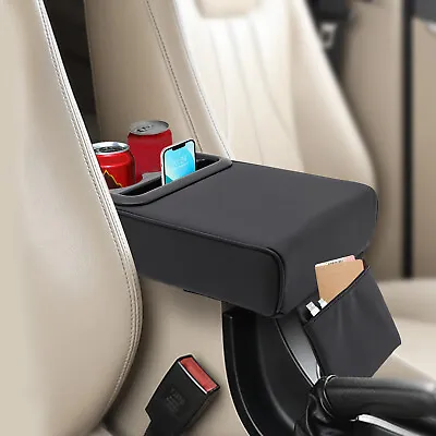 Universal Car Armrest Cushion Pad Center Console Storage Box Cover Cup Holder • $39.91