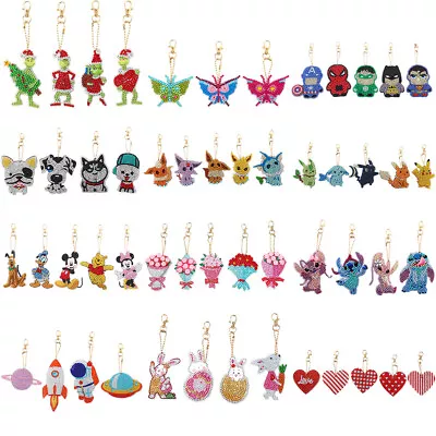 3/4/5pcs 5D DIY Diamond Keychains Art Craft Handmade Double-sided Kid Adult Gift • $8.40