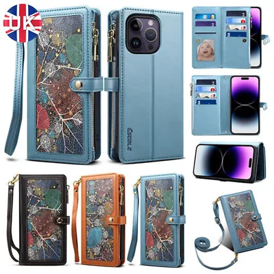 Zipper Wallet Case Leather Cover Strap For IPhone 15 14 13 12 11 Pro Max XS SE 8 • £10.91