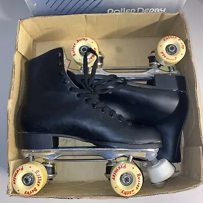 Vintage Size 10 Roller Derby Men’s Skates Model U385 Black Leather • $150